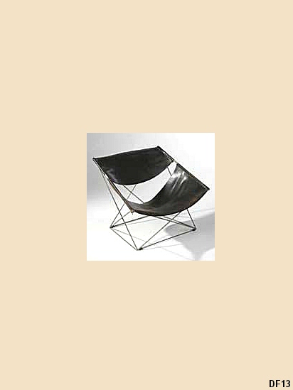 Loundge chair, modle 675, date d'dition 1964, "ARTIFORT"; structure en tiges d'acier et en crote de cuir noir